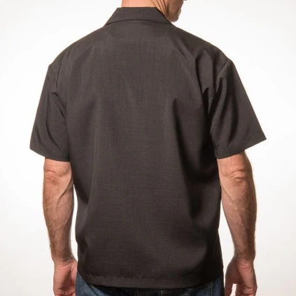 KAULUSPAITA - PopCheck Double Panel Bowling Shirt in Black/Stone - STEADY CLOTHING (85100) - Image 4