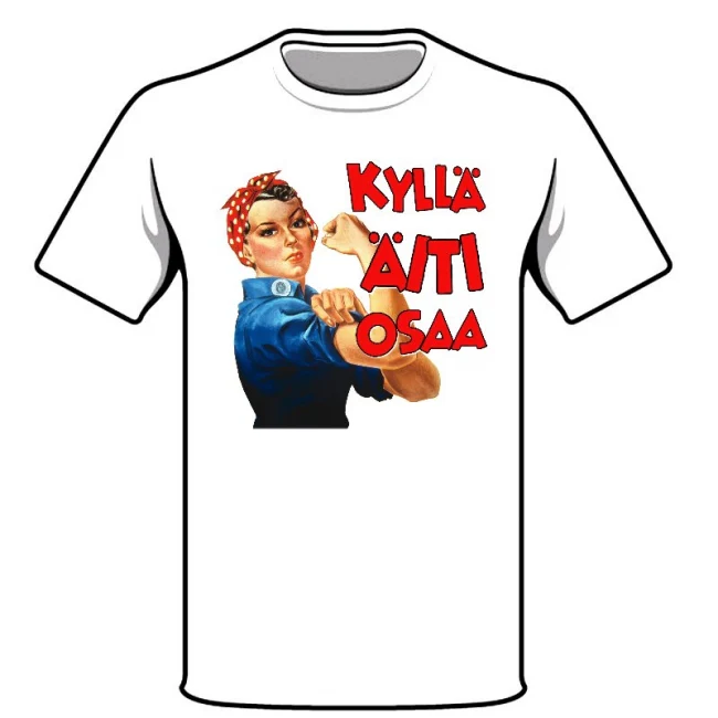 T-PAITA valkoinen - KYLLĂ ĂITI OSAA (00 336)
