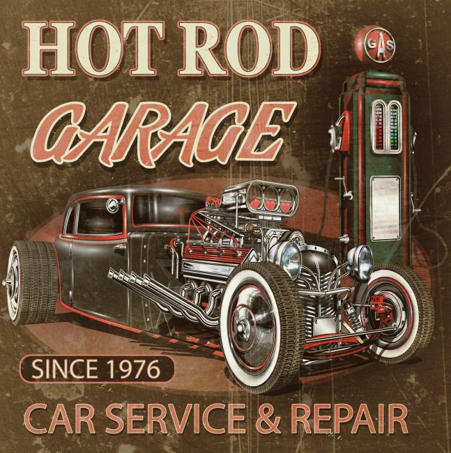 T-Paita luonnonvalkoinen - HOT ROD GARAGE (00 2285) - Image 2