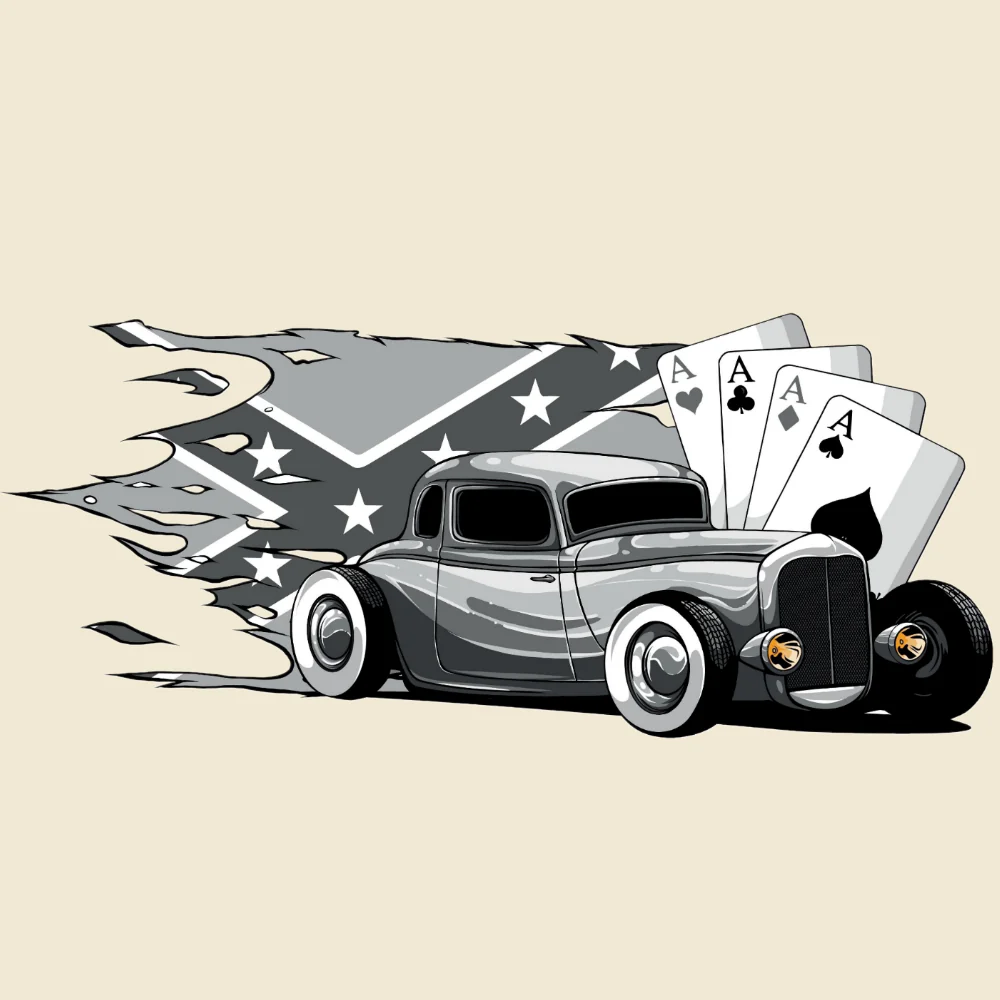 T-PAITA LUONNONVALKOINEN - HOT RODS AND CARDS (00 2836) - Image 2