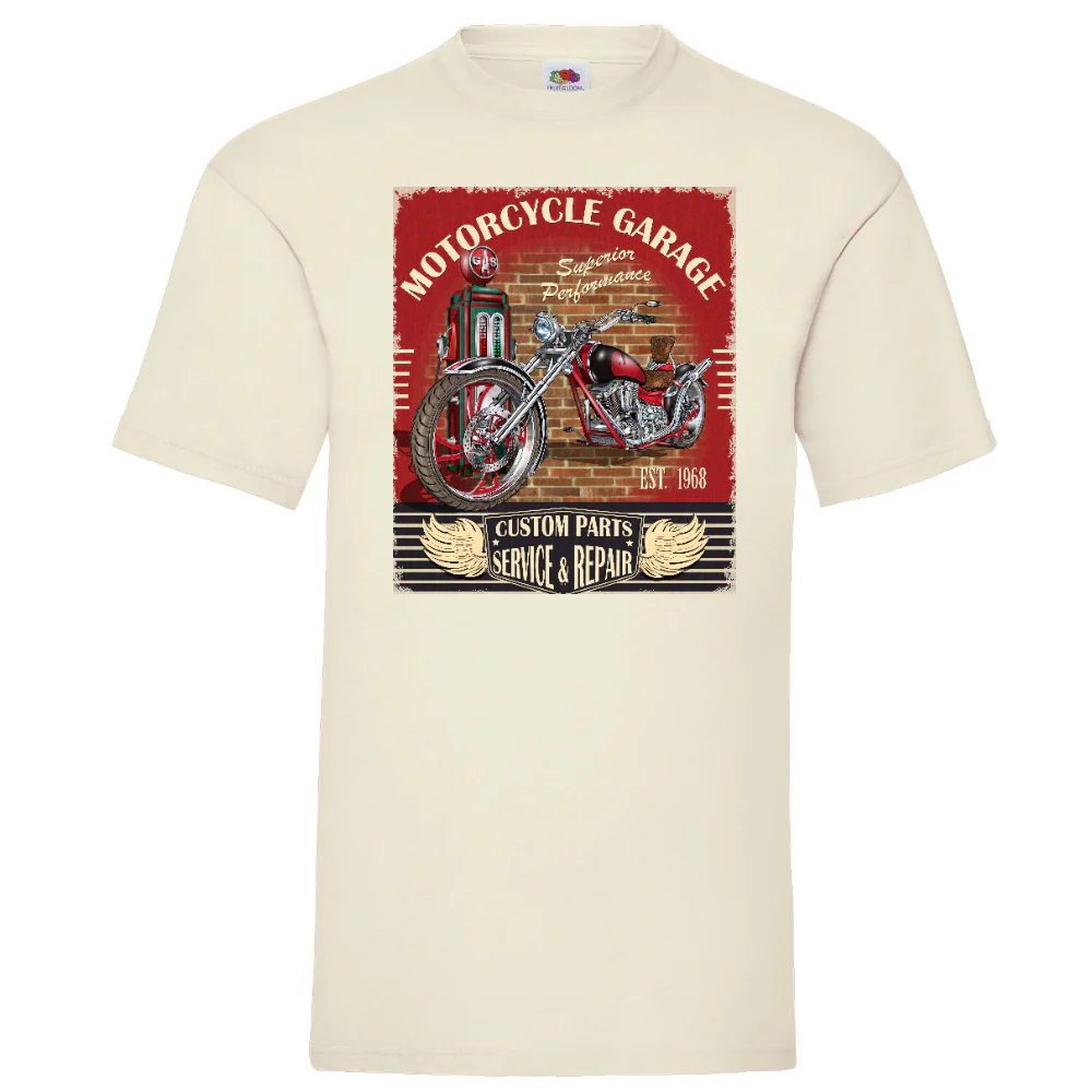 T-PAITA LUONNONVALKOINEN - MOTORCYCLE GARAGE (00 2833)