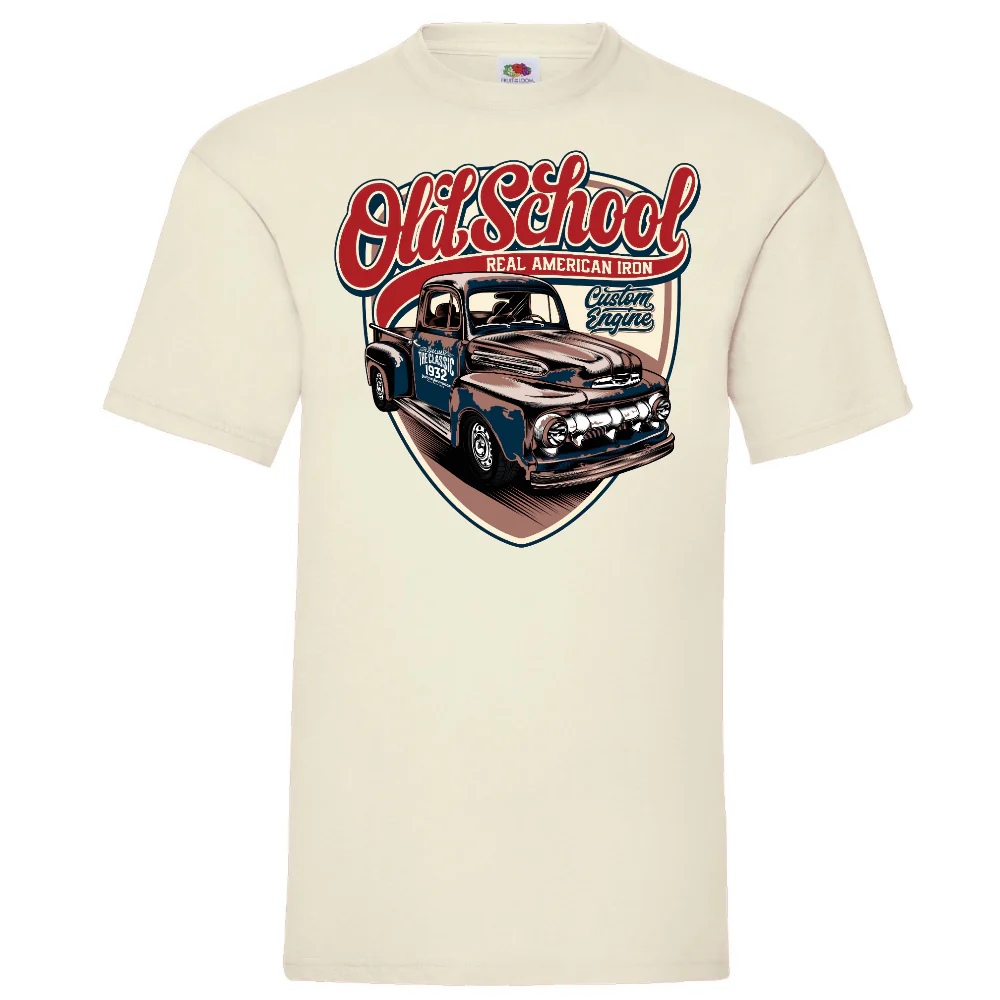 T-PAITA LUONNONVALKOINEN - OLD SCHOOL REAL AMERICAN IRON (00 2835)