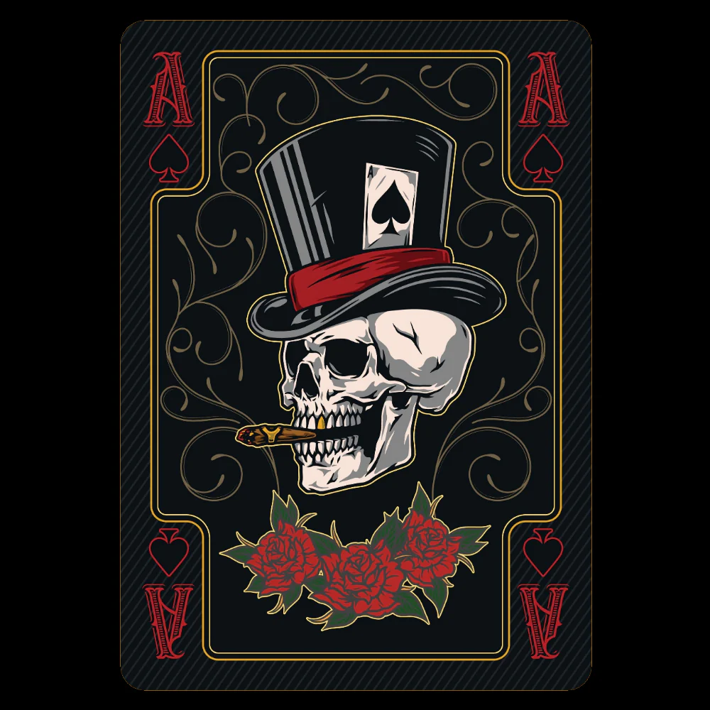 T-PAITA MUSTA PELI - Ace of spades skull card (2888) - Image 2