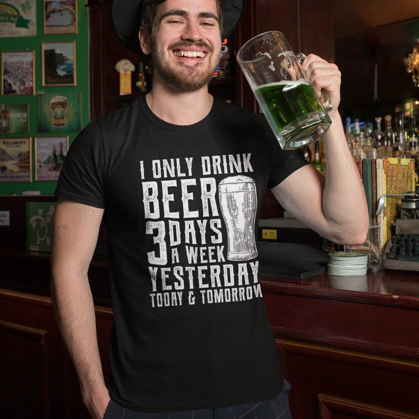 T-PAITA MUSTA - I only drink BEER (00 188)