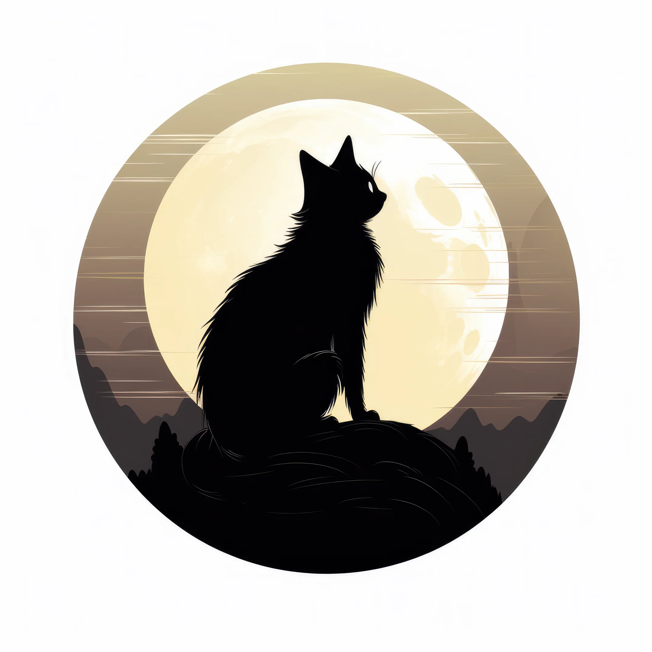 Black cat under a full moon 1 (paitakuva) (2916)