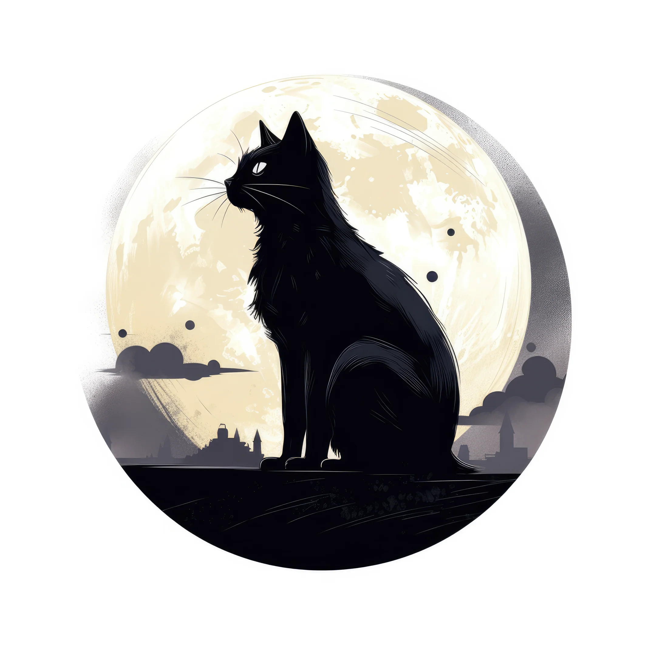 Black cat under a full moon 3 (paitakuva) (2914)