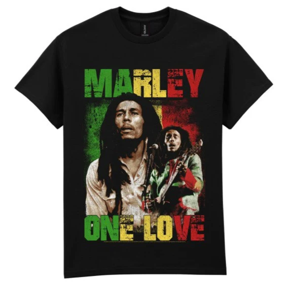 T-PAITA musta - Bob Marley One Love Stage (LF8133)