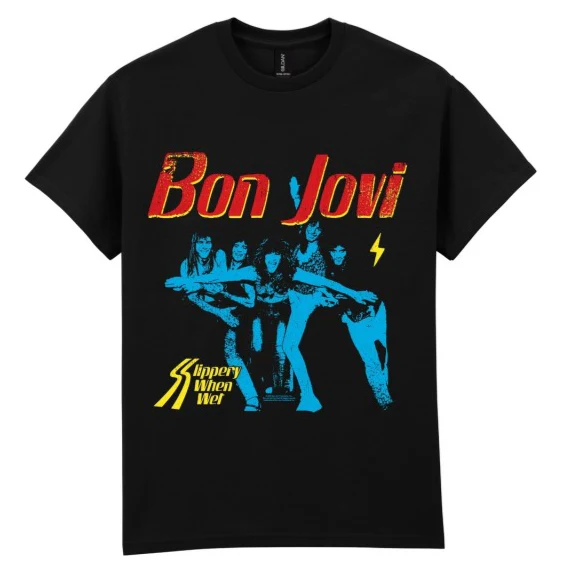 T-PAITA musta - Bon Jovi Slippery When Wet (LF8697)