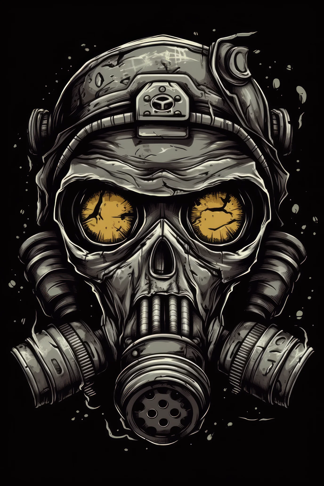 Cartoon Gas mask skull (00 443)