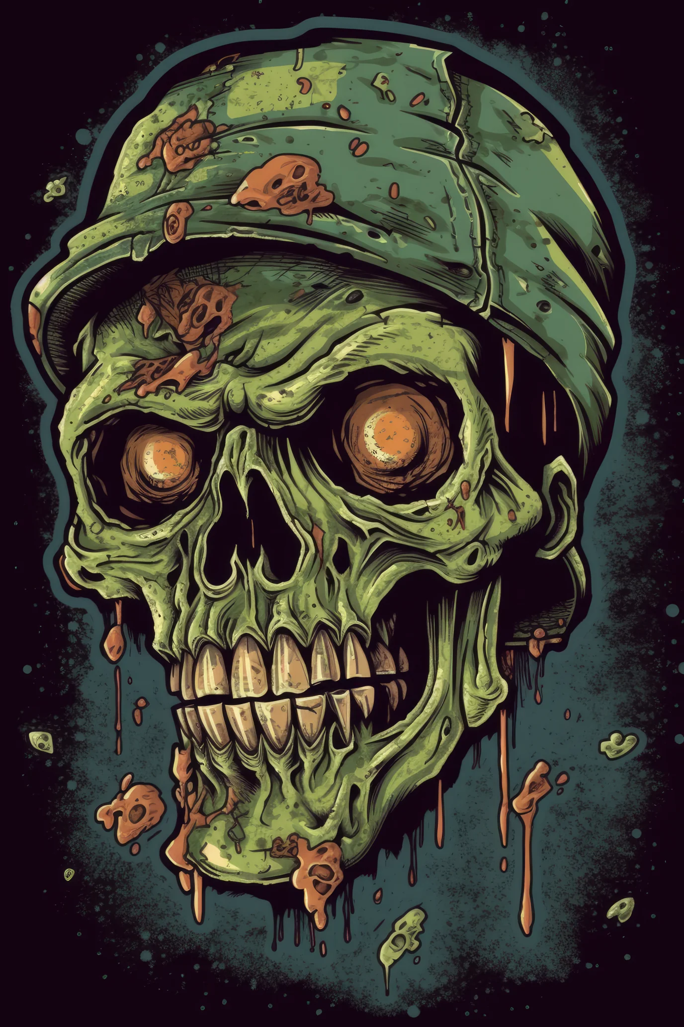 Cartoon Zombie skull Tshirt design (Paitakuva)