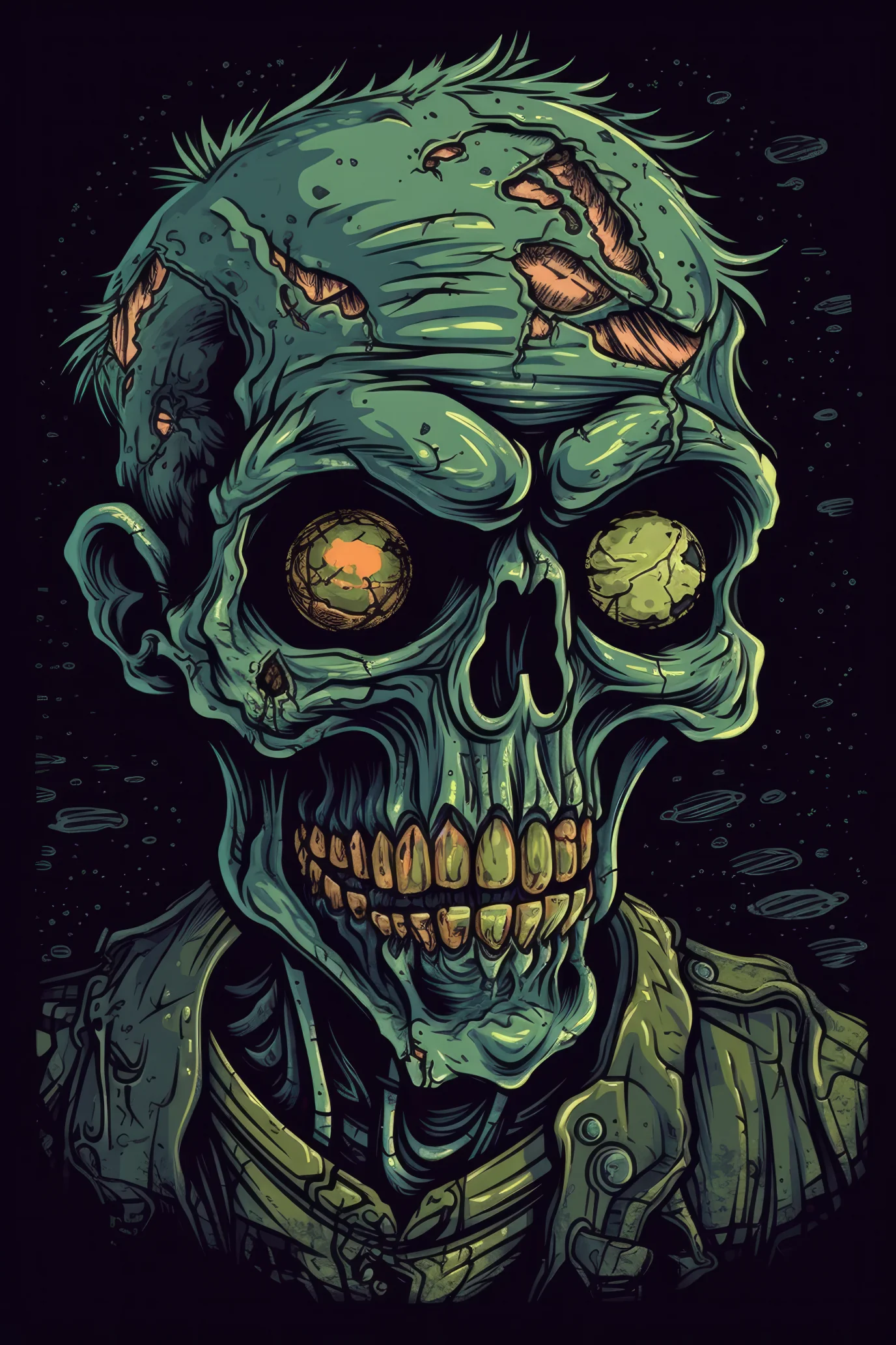 Paitakuva - Cartoon Zombie skull (3241)
