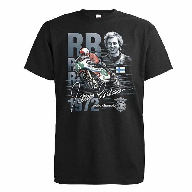 T-PAITA MUSTA - DC BIKER Jarno Saarinen