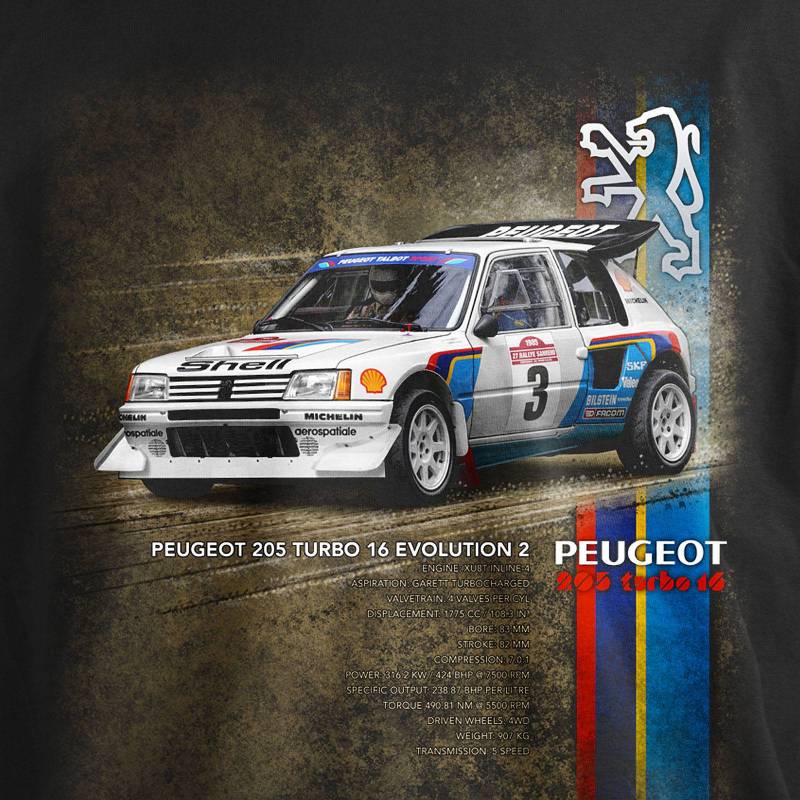 T-PAITA RALLI musta - DC New Peugeot 205 T16 - Image 2