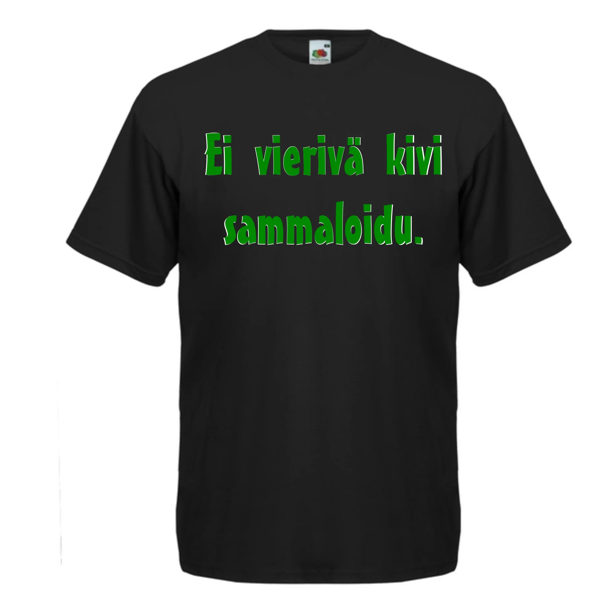 T-PAITA musta -  Ei vierivä kivi sammaloidu. (5064)