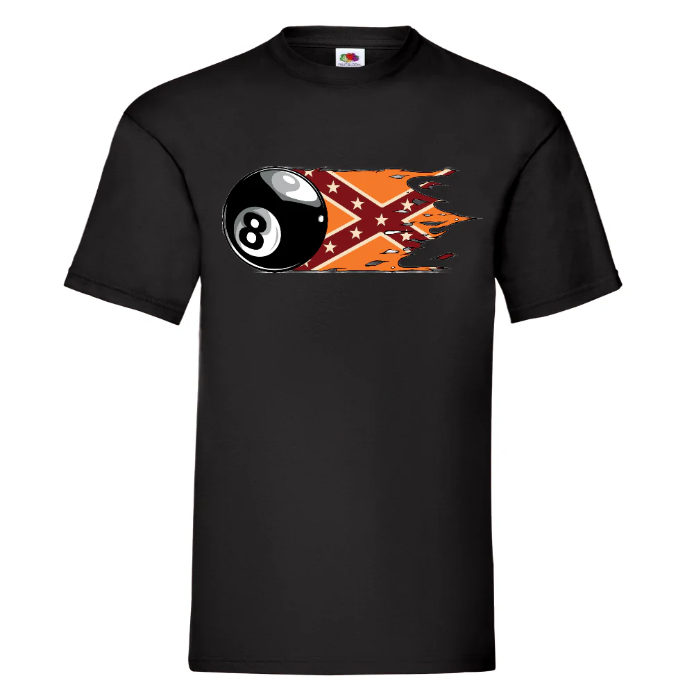 T-PAITA MUSTA PELI - Eight ball with flag (00 2893)