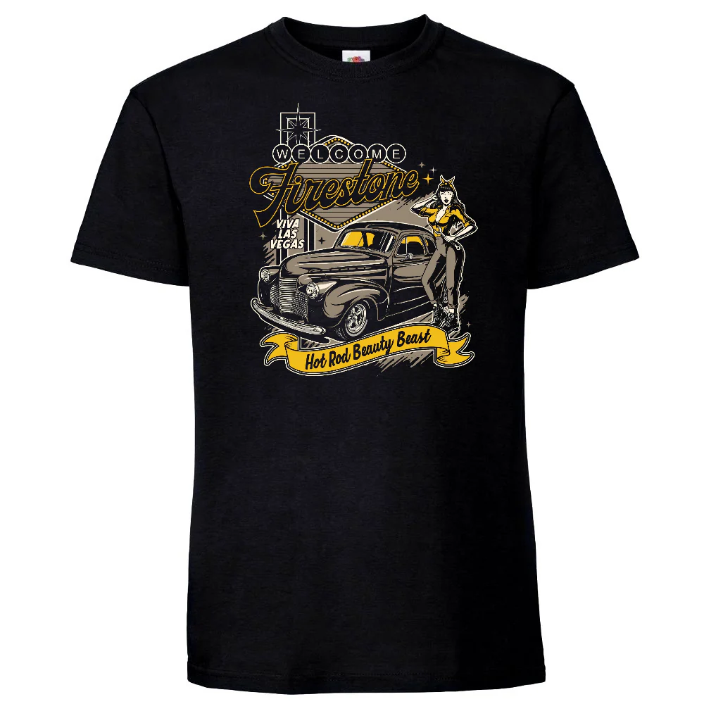 T-PAITA MUSTA - Hot Rod beauty beast (00 817)