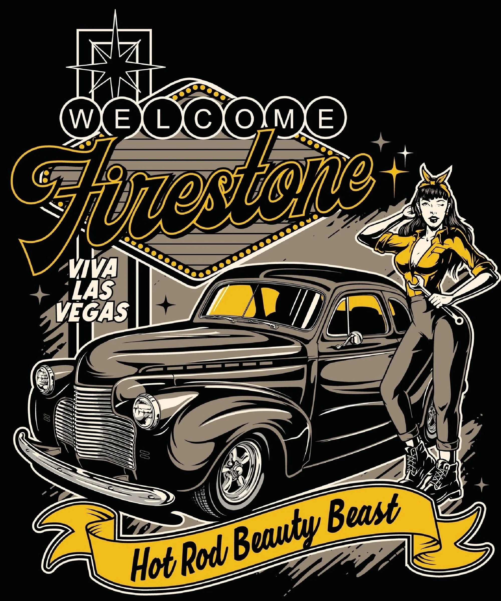 T-PAITA MUSTA - Hot Rod beauty beast (00 817) - Image 2