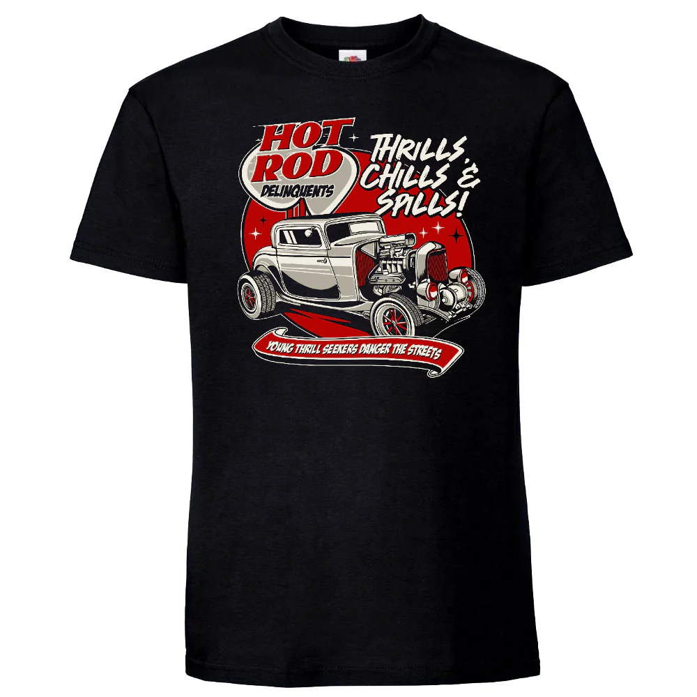T-PAITA MUSTA - Hot Rod delinquents (00 844)