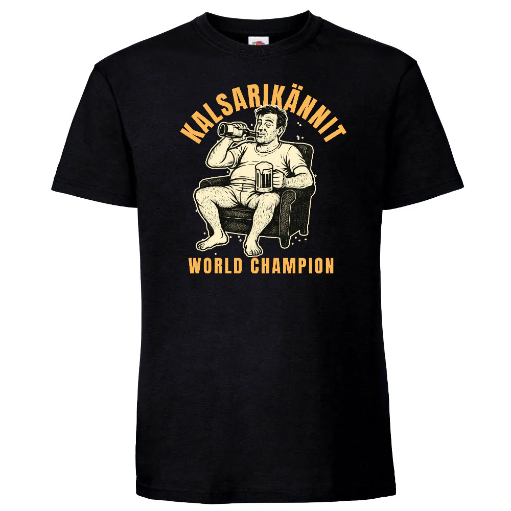 T-PAITA MUSTA - KALSARIKÄNNIT WORLD CHAMPION (3174)