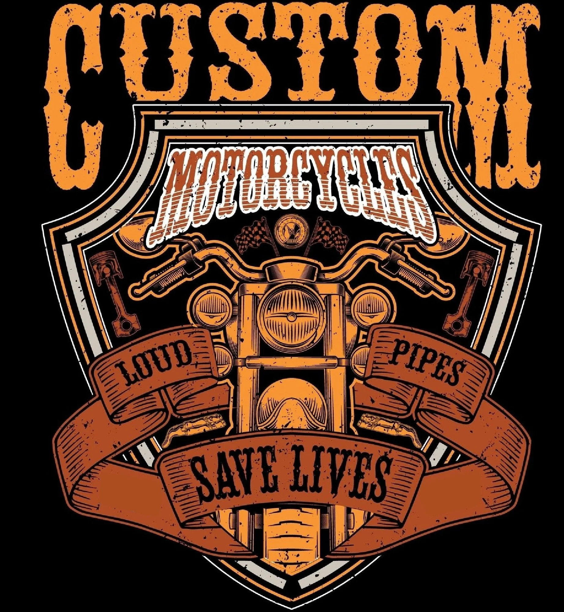 T-PAITA MUSTA - LOUD PIPES SAVE LIVES (00 476) - Image 2