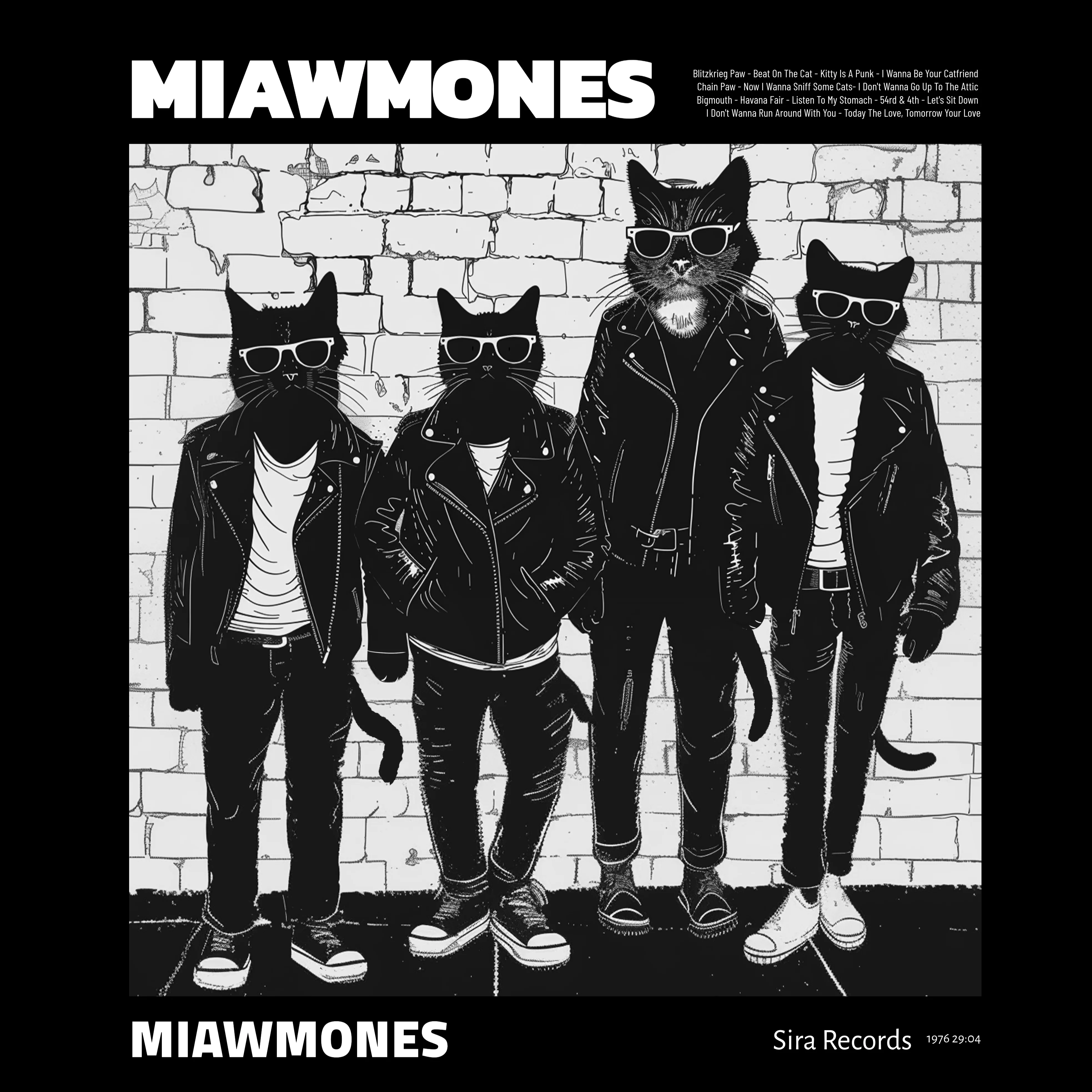 KISSABÄNDI T-PAITA MUSTA - MIAWMONES (2941) - Image 2