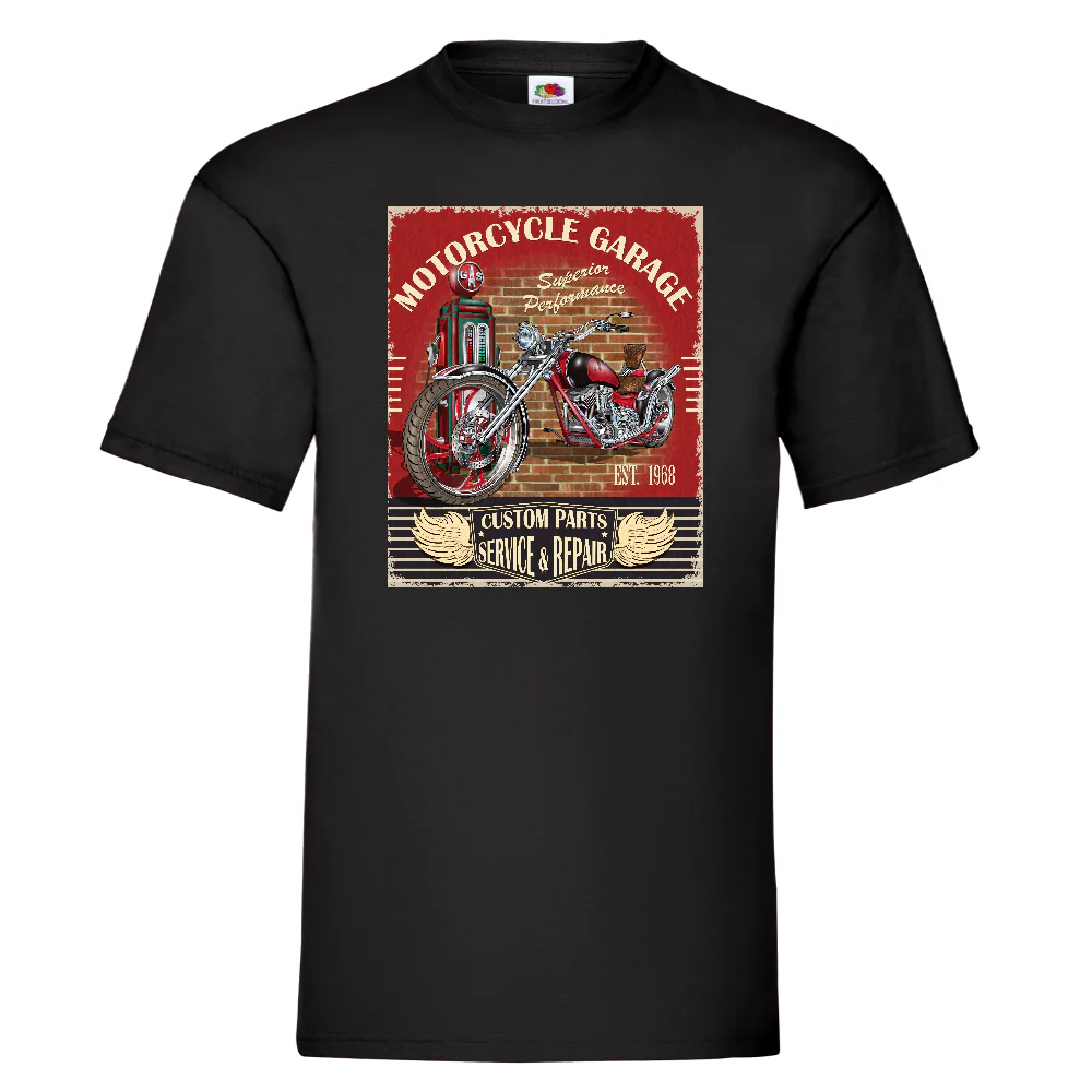 T-PAITA MUSTA - MOTORCYCLE GARAGE (00 2833)