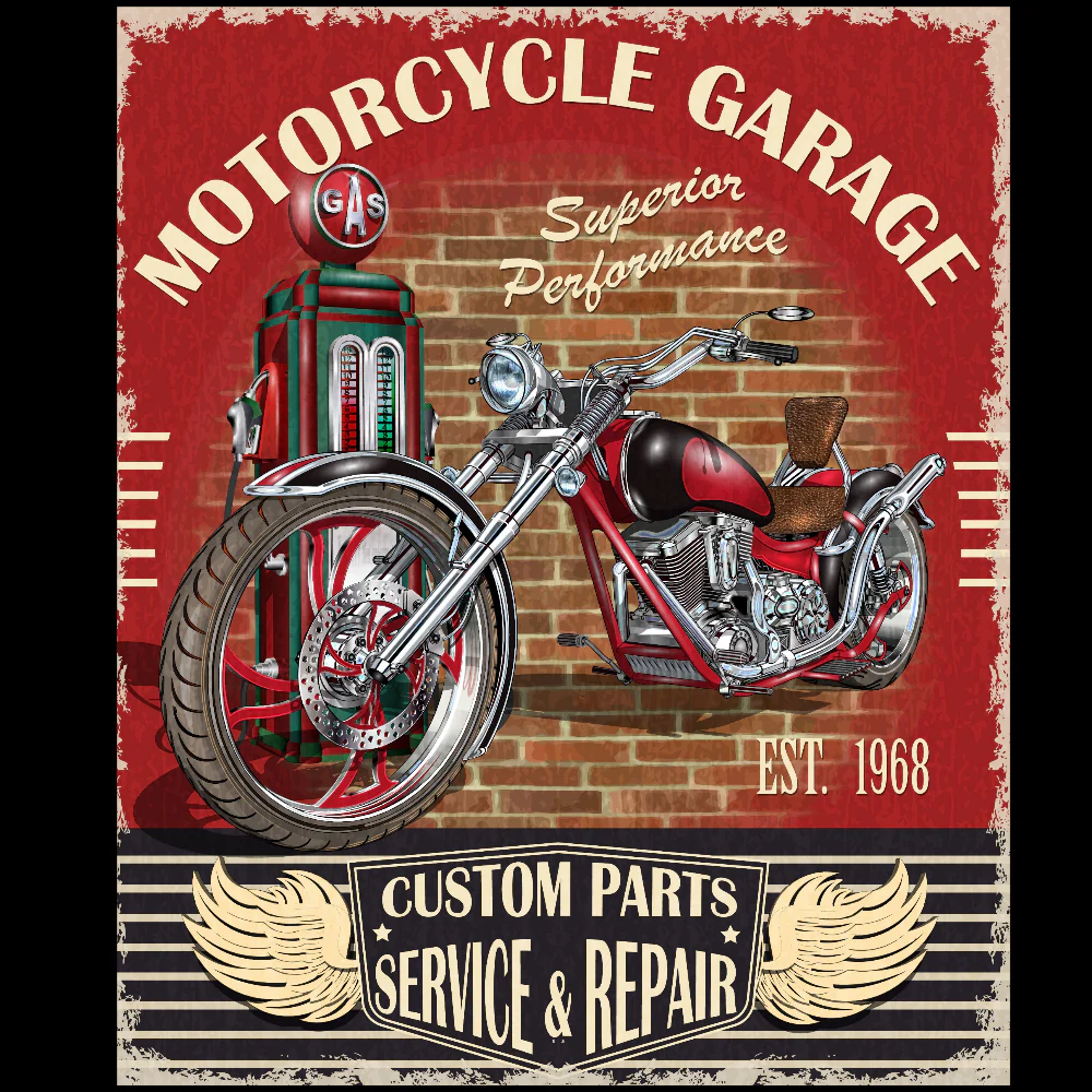 T-PAITA MUSTA - MOTORCYCLE GARAGE (00 2833) - Image 2
