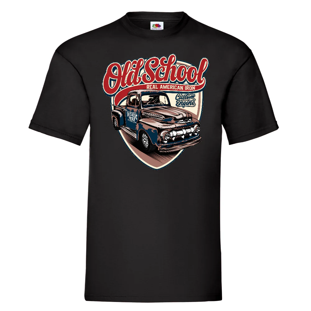 T-PAITA MUSTA - OLD SCHOOL REAL AMERICAN IRON (00 2835)