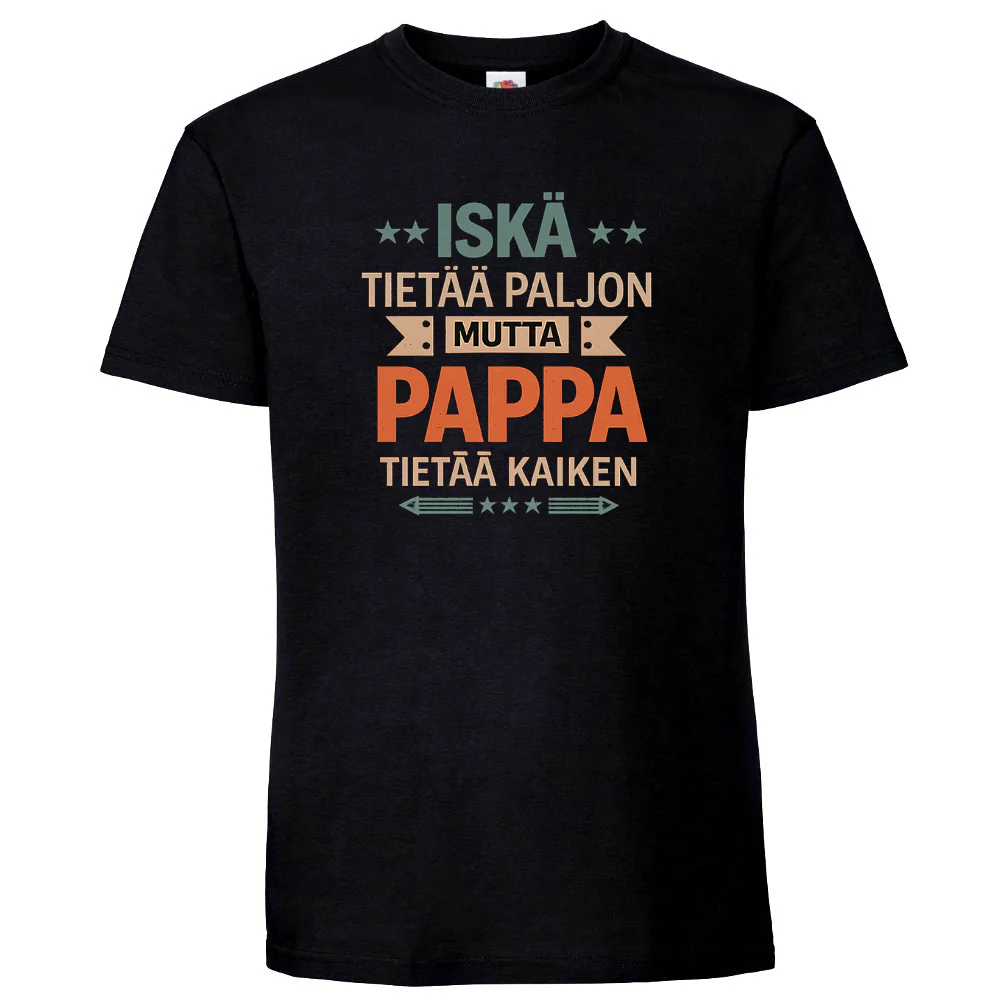 T-PAITA musta - PAPPA TIETĂĂ KAIKEN (00 762)
