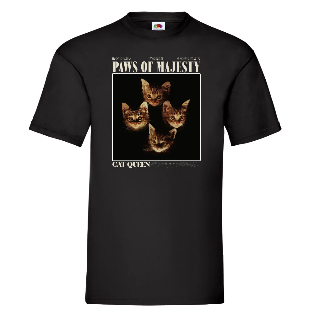KISSABÄNDI T-PAITA MUSTA - PAWS OF MAJESTY (2932)