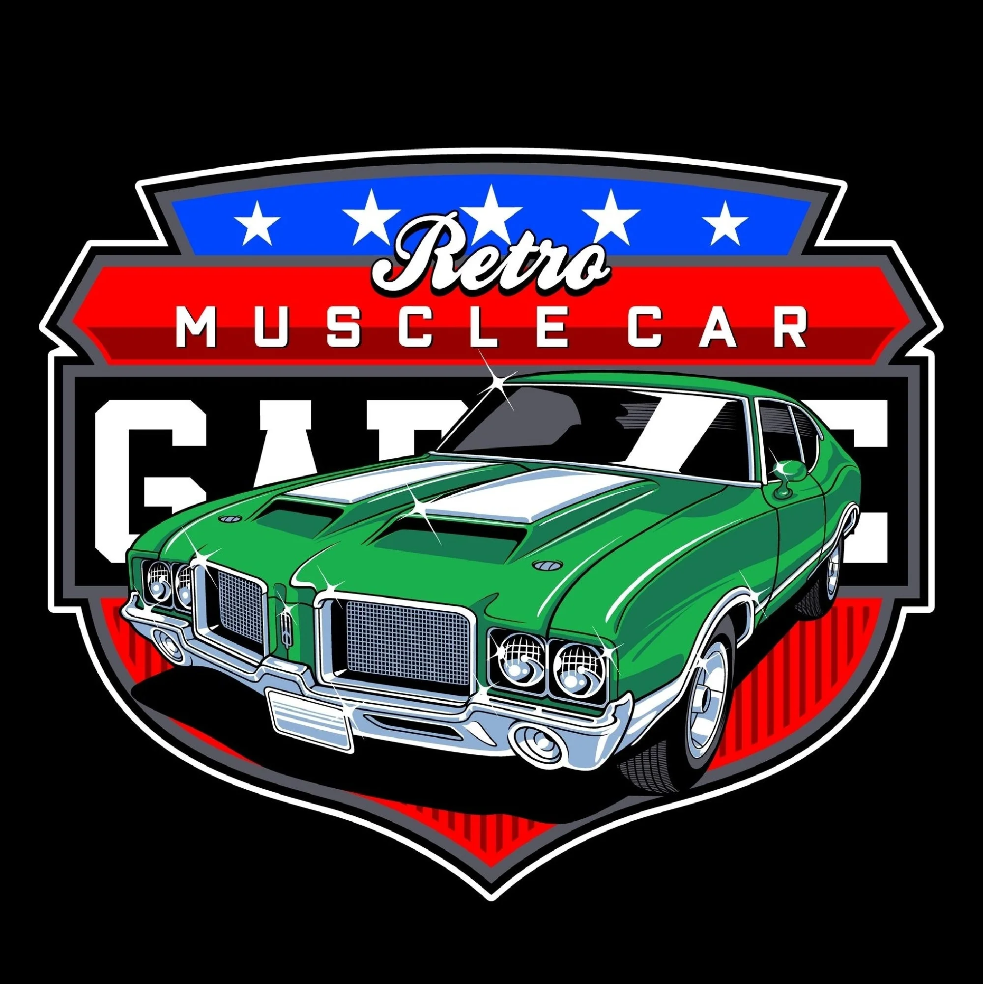 T-PAITA MUSTA - RETRO MUSCLE CAR (00 819) - Image 2