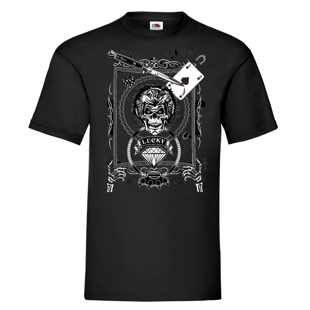 T-PAITA MUSTA PELI - Skull dagger knife (00 2887)