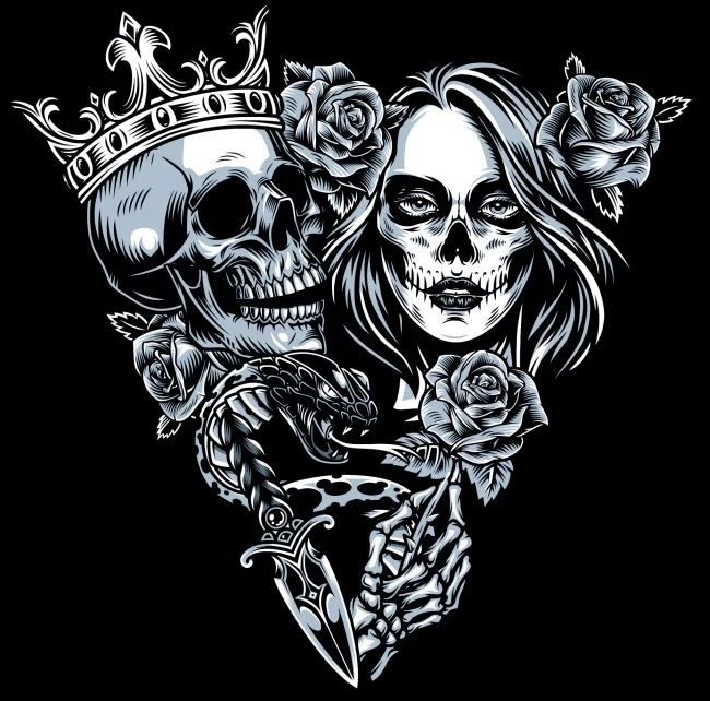 T-PAITA musta - SKULLS selkäpainatus (00 2383) - Image 2