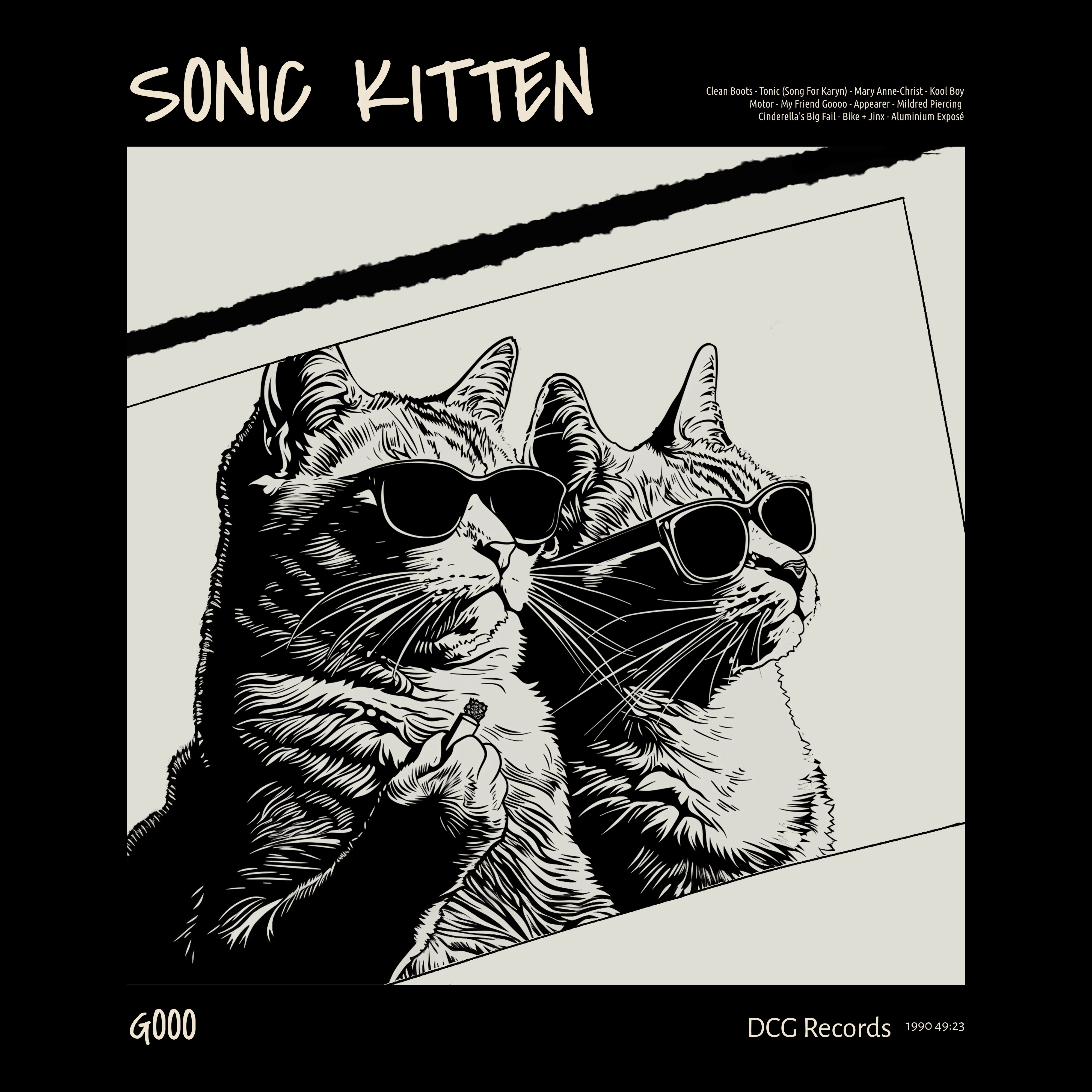 KISSABÄNDI T-PAITA MUSTA - SONIC KITTEN (2946) - Image 2