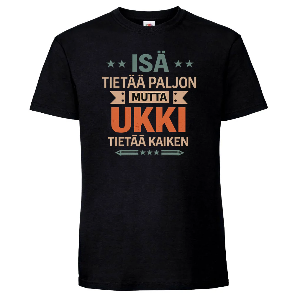 T-PAITA musta - UKKI TIETĂĂ KAIKEN (3242)