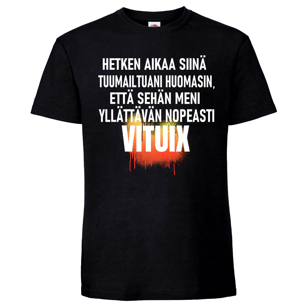 T-PAITA MUSTA - YLLĂTTĂVĂN NOPEASTI VITUIX (3277)