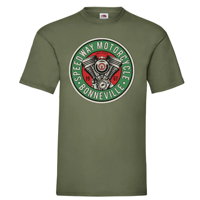 CUSTOM T-PAITA OLIIVI - SPEEDWAY MOTORCYCLE (00 763) - Image 2