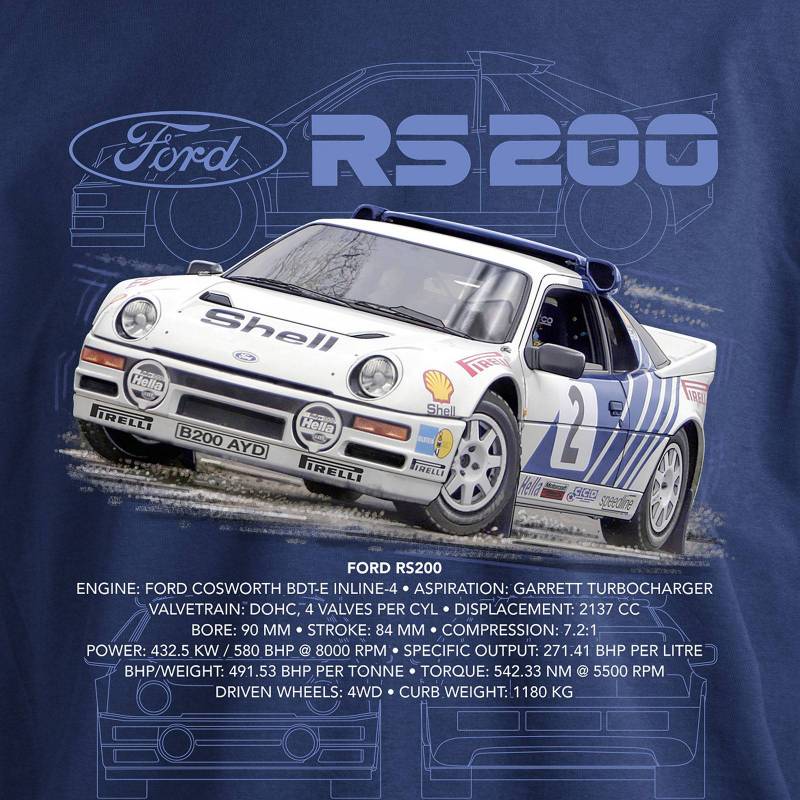 T-PAITA RALLI sininen - DC Ford RS200 - Image 2