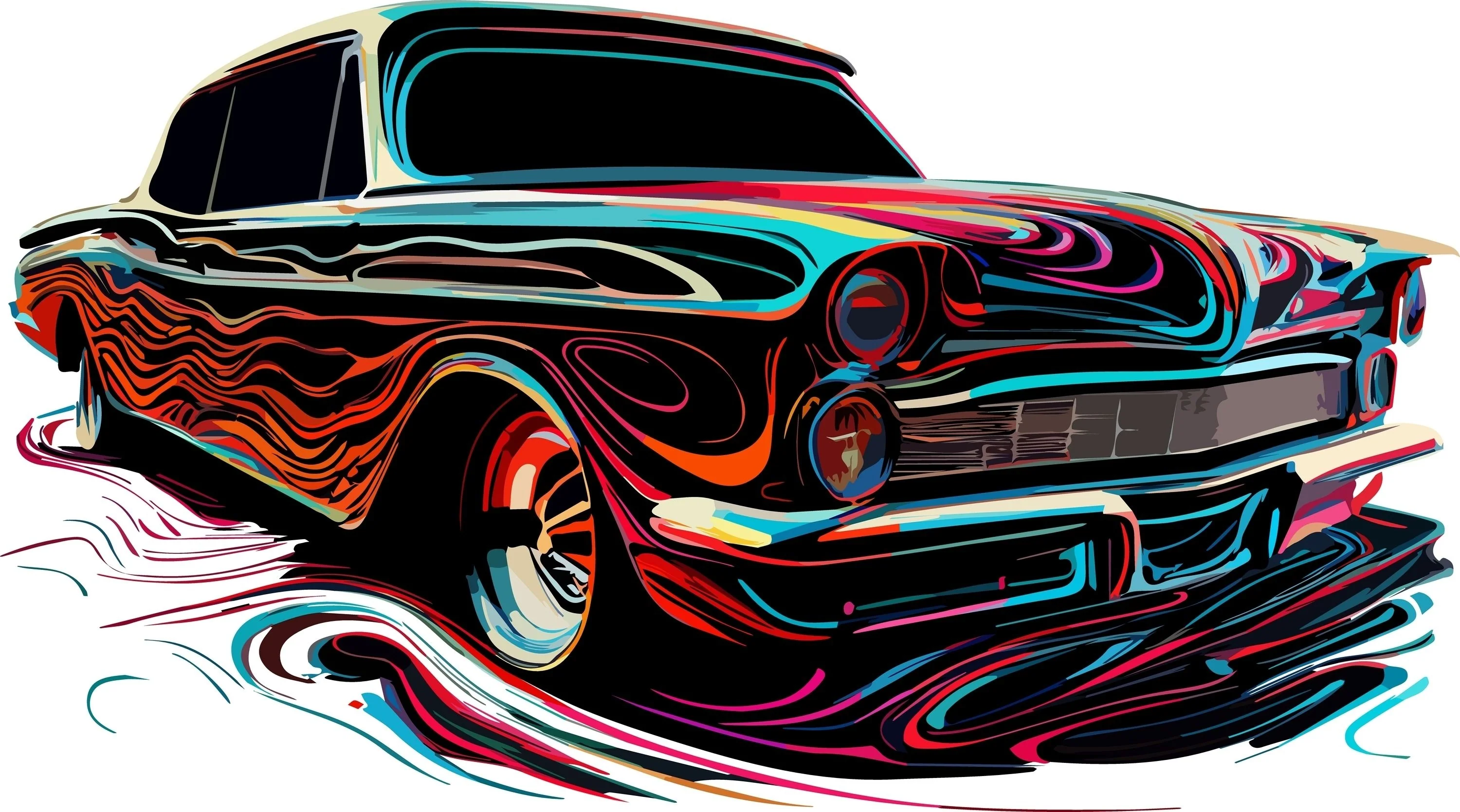 T-PAITA VALKOINEN - COLORFUL CAR (00 28) - Image 2