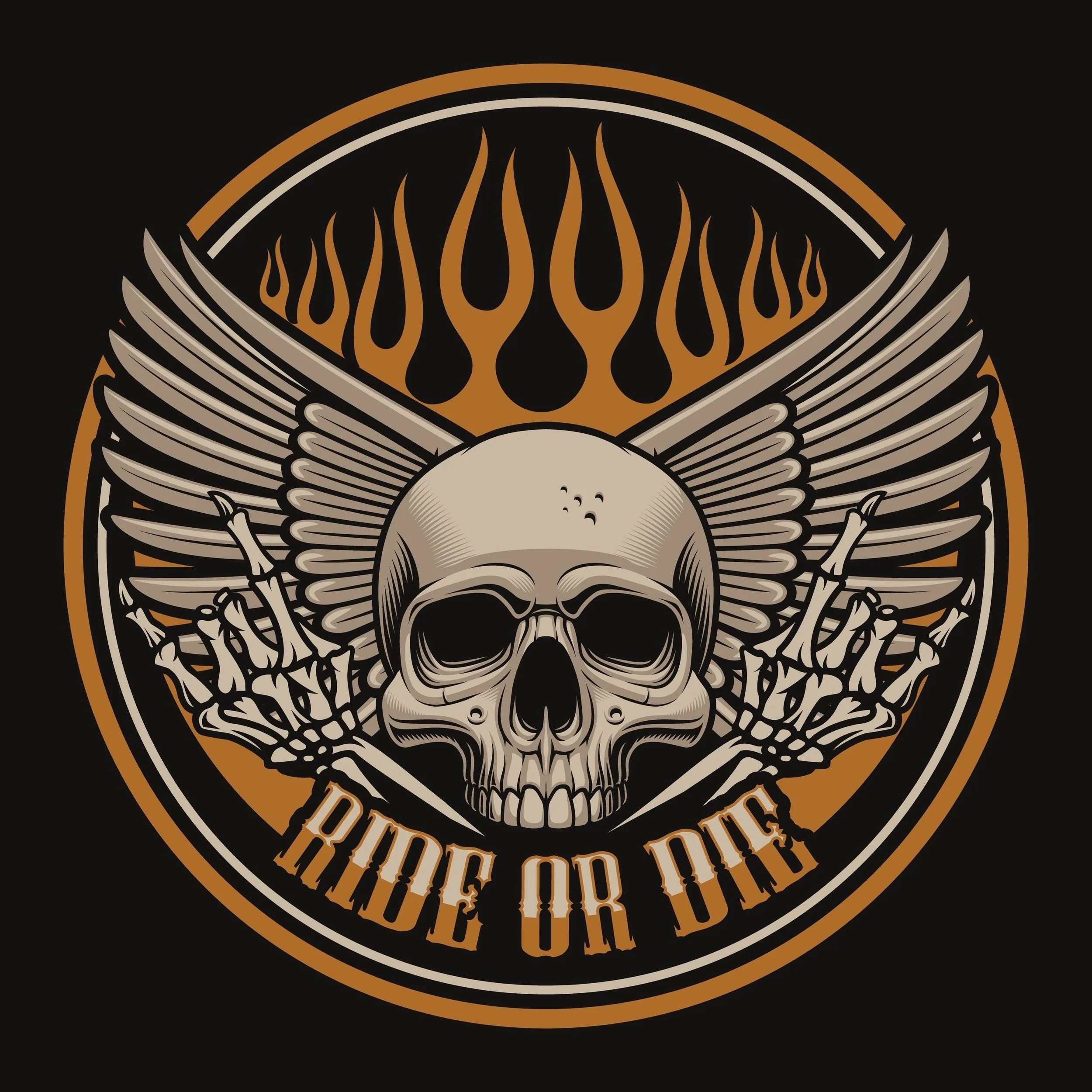 T-PAITA MUSTA - RIDE OR DIE FLAME SKULL (4013) - Image 3
