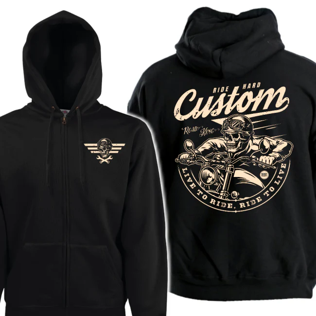 VETOKETJUHUPPARI MUSTA CUSTOM - RIDE HARD (2501)