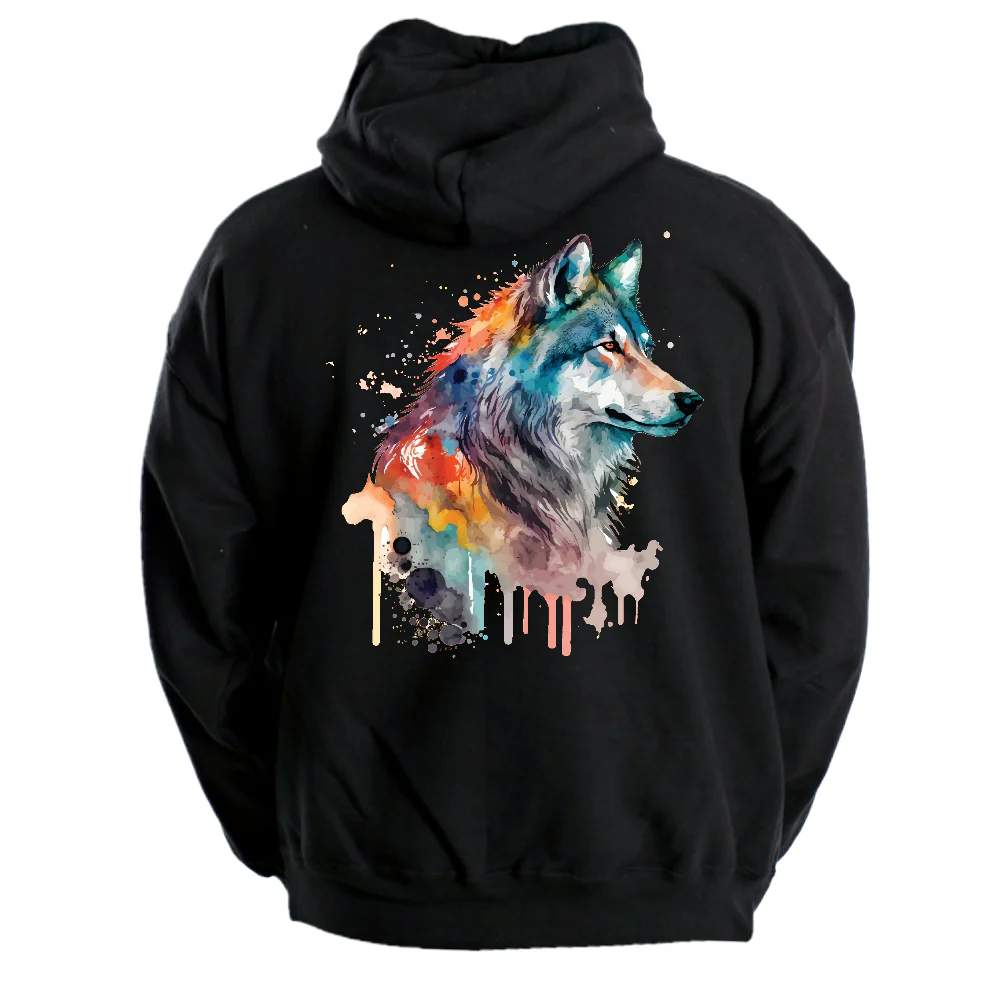 VETOKETJUHUPPARI MUSTA -  WATERCOLOR WOLF (00 2708) - Image 2