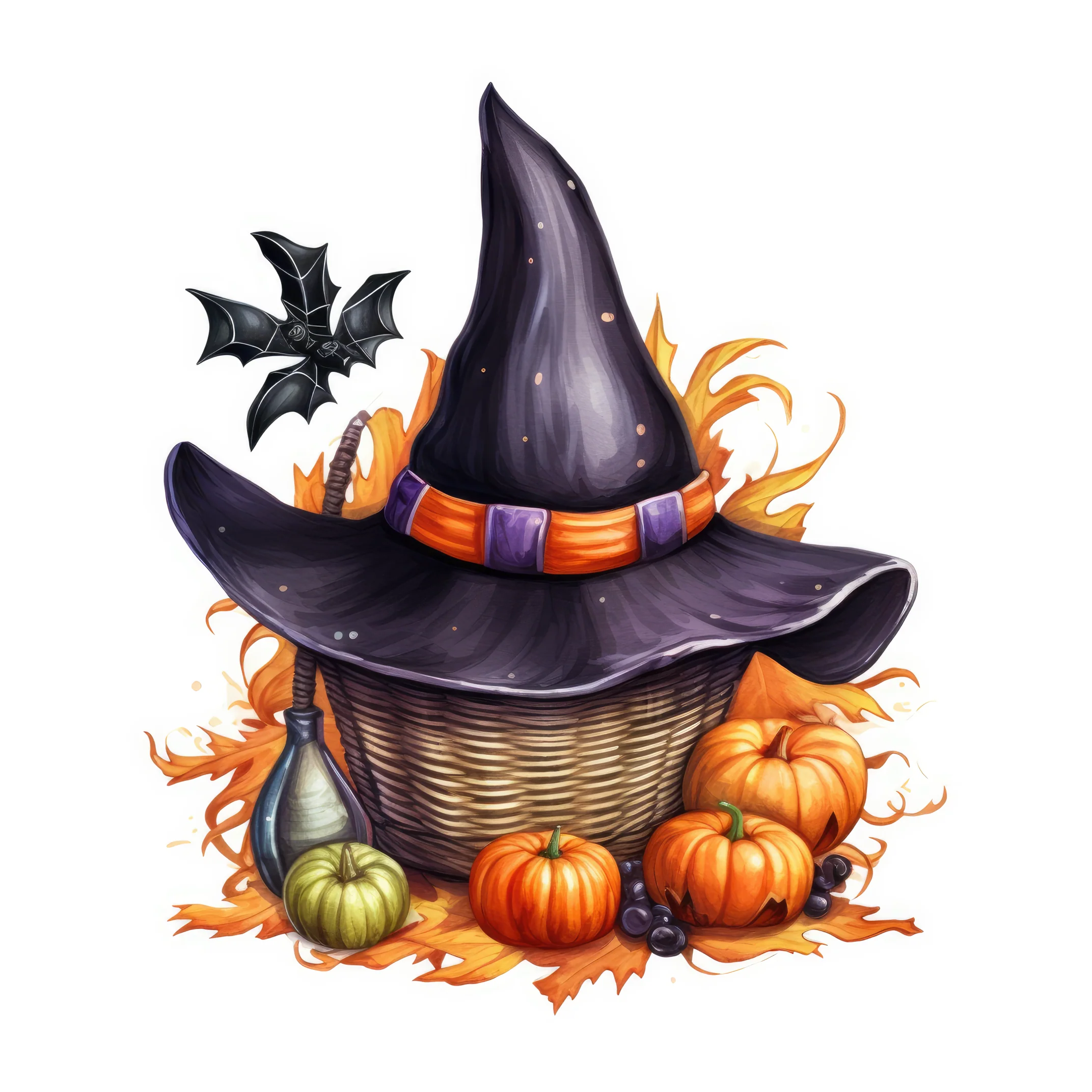 Witchs hat with candy basket magical 3 (paitakuva)