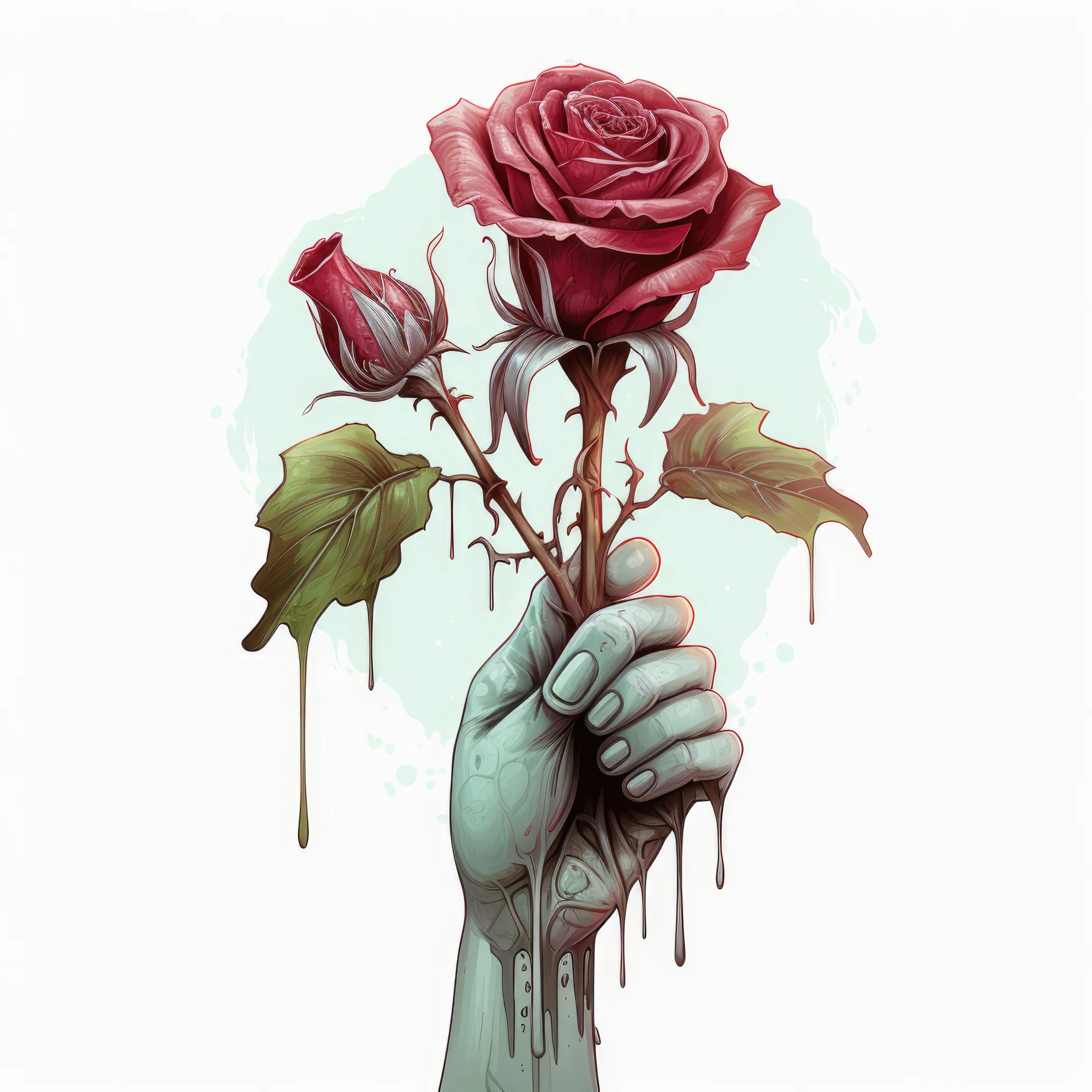 Zombie hand with a rose 3 (paitakuva)
